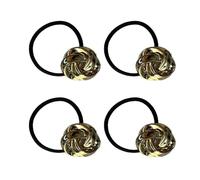 Lot de 4 bandeaux élastiques tressés en alliage pour queue de cheval - Accessoire pour tous les jours et fêtes