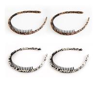 Lot De 4 Bandeaux En Tissu, Antidérapants, Pour Cheveux Femmes, Tendance Rétro, Imprimés Léopard, Accessoires Vestimentaires