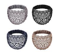 Lot de 4 bandeaux larges bohème chic en cristal et perles, élégants et larges en dentelle florale avec perles, accessoires pour cheveux, vacances, style quotidien