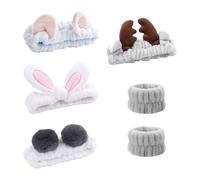 Lot de 4 bandeaux pour femme - Adorables bandeaux de dessin animé - Élastiques - Doux - Bandeaux absorbants - Convient pour le lavage du visage, le maquillage, les soins du visage et le bain, etc.