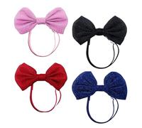 Lot de 4 bandeaux réglables pour collier de chien à paillettes - Accessoires pour cheveux pour animaux de compagnie - Décoration photo