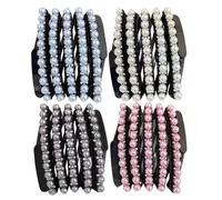 Lot de 4 bandeaux rétractables - Bandeau de lavage du visage - Pliable avec dents antidérapantes - Serre-tête portable tendance pour femmes qui se maquillent en voyage