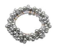 Lot de 4 bandeaux tressés en perles pour femme - Élastiques - Corde à cheveux - Serre-tête - Bandeau pour queue de cheval - Gris argenté