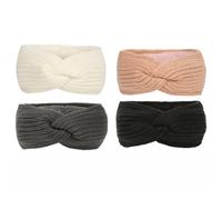 Lot de 4 bandeaux tricotés pour femme - Avec nœuds torsadés - Doublure polaire - Accessoires de cheveux - Chauffe-oreilles - Crochet - Pour l'hiver - Bandeau élastique épais - Pour les sports de plein