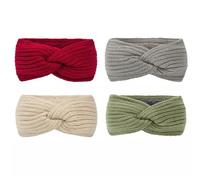 Lot de 4 bandeaux tricotés pour femme - Avec nœuds torsadés - Doublure polaire - Accessoires de cheveux - Chauffe-oreilles - Crochet - Pour l'hiver - Bandeau élastique épais - Pour les sports de plein