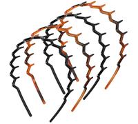 Lot De 4 Bandeaux Zig Zag En Forme De Dents De Requin Peigne À Cheveux Bandeaux En Plastique De Forme Ondulée Accessoire pour Femmes Filles (Noir, Style Ambre)