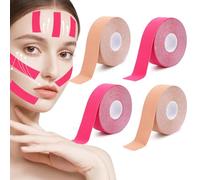 Lot de 4 bandes de levage pour le visage, le cou et le front - Lisse les rides - 2,5 cm x 5 m - 2 couleurs assorties