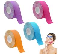 Lot de 4 bandes de lifting pour le visage, 2,5 cm x 5 m, pansements plissés pour le visage, peuvent être coupés, lifting du visage, sert à raffermir et enlever le double menton, raffermissement du