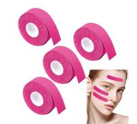 Lot de 4 bandes de lifting pour le visage - 2,5 cm x 5 m - Rose - Pour le raffermissement optique de la peau et le lissage des rides - Utilisation polyvalente pour les yeux, le front et le cou
