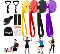 Lot de 4 bandes de résistance avec ancrage de porte, poignées, housse de protection, sac de transport et guide d'entraînement, bande de fitness pour fitness, yoga, musculation