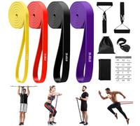 Lot de 4 bandes de résistance avec poignée, ancrage de porte, housse de protection, sac de transport et guide d'entraînement, bandes de résistance pour fitness, stretching, yoga et musculation