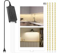 Lot de 4 bandes LED COB à intensité variable, flexibles sous meuble de cuisine, avec capteur et pilote LED, éclairage indirect pour TV, garde-robe, tête de lit