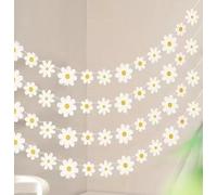 Lot de 4 bannières à motif marguerites, hippie, bohème, décoration d'anniversaire, décoration de fête printanière, bannière à suspendre