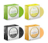 Lot de 4 barres de shampooing à l'eau protéinée de riz solide avec savon pour cheveux à effet revitalisant - Barres de shampooing pour cheveux avec huiles essentielles naturelles à base de plantes et