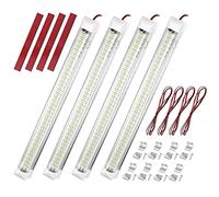 Lot de 4 Barres Lumineuses LED 108 LED, 12 V-80 V, avec 4 câbles d'extension et Interrupteur on/Off, Lampe de Lecture LED Fluorescente pour Voiture, Camping-Car, Bus, Caravane, Bateau, Cuisine, Salle