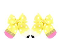Lot de 4 barrettes à cheveux avec nœud crayon, nœuds pour cheveux avec nœud crayon, jour d'école à la maternelle, accessoires de cheveux pour élèves des classes 1, 2, 3, 4 et 5