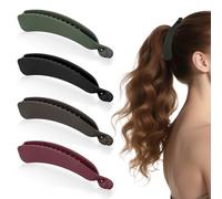 Lot de 4 barrettes à cheveux bananes - Pour cheveux épais - Vintage - Pour femme - Pour cheveux bouclés ou lisses - Pour femmes et filles
