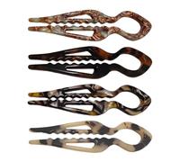 Lot de 4 barrettes à cheveux en forme de U avec poignées antidérapantes | Épingles à cheveux françaises pour femmes pour coiffures, usage quotidien, mariage, danse ballets