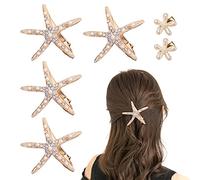 Lot de 4 barrettes à cheveux en forme d'étoile de mer, 2 barrettes à cheveux en forme d'étoile de mer, accessoires de mariage pour filles et filles