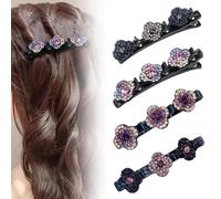 Lot de 4 barrettes à cheveux en strass scintillants pour femme et fille - Élégantes barrettes à cheveux pour tresses