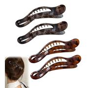 Lot de 4 barrettes plates for femmes, nouveauté 2025, motif léopard, élégantes, en forme de bec de canard, antidérapantes, for un usage quotidien.
