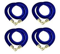 Lot de 4 barrières en velours avec crochets dorés - Cordons bleus de 0,6 m pour hôtels, cinémas, décorations d'événements, grandes ouvertures, fonctions tapis rouge