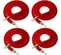 Lot de 4 barrières rétractables rouges pour mariages, hôtels, concerts, théâtres, salons de l'automobile - Cordes de contrôle de foule de 0,9 m