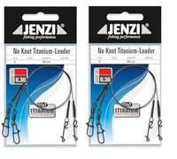 Lot de 4 Bas de Ligne en Titane de avec émerillons et connecteurs sans nœuds de Jenzi de 7, 11 et 15 kg, Longueur 50 cm + Autocollant Petri Heil! (11 kg)