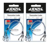 Lot de 4 bas de ligne fluoro-carbone avec émerillon et connecteur sans nœuds de Jenzi, 9, 11, 17, 24 et 27 kg, longueur 30 cm + autocollant Petri Heil! (17 kg)