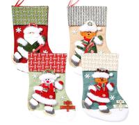 Lot de 4 bas de vacances classiques de grande taille pour accrocher sur la cheminée, les murs ou les portes, avec des personnages de Noël populaires et fabriqués à partir de polyester