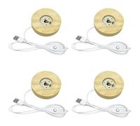 Lot de 4 bases d'affichage avec USB, support de lumière en cristal de 7,9 cm avec éclairage LED chaud, base ronde pour décoration d'intérieur