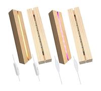 Lot de 4 bases lumineuses LED en bois, 2 ampoules colorées réglables et 2 bases rectangulaires en bois pour acrylique, cristal, verre, résine, art