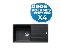 lot de 4 Basis BFG 611-97 Evier 97x50cm avec égouttoir réversible, Fragranit +, Onyx (BFG611-97ON-GVP04)