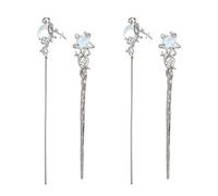 Lot de 4 bâtons à cheveux en métal pour femme avec motifs lunaires - Accessoires de coiffure anciens