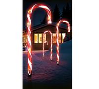Lot de 4 baguettes de jardin LED en sucre avec 32 LED blanches bâton lumineux en sucre à piles