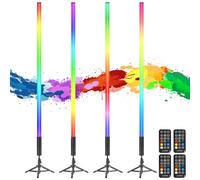 Lot de 4 bâtons Lumineux LED 120 cm avec trépied Extensible, pour Photographie Portable, Batterie intégrée de 5000 mAh, Lampe Photo RVB avec télécommande pour Photographie, Youtube,Jeu en Streaming