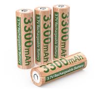 Lot de 4 Batteries Lithium Rechargeables 3,7 V 3300mAh avec Circuit de Protection Intégré - pour Lampes Torches LED, Lampes frontales et Lampes de Jardin