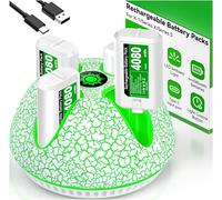 Lot de 4 batteries rechargeables pour manette Xbox Series/One X/S, 4080 mWh, avec lumière d'ambiance, autonomie de 15 heures, compatible avec manette Xbox One S/X/Elite, Xbox Series X/S