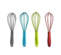 Lot de 4 batteurs à œufs en silicone - Fouet portable - Mousseur à œufs en silicone - Mousseur à œufs