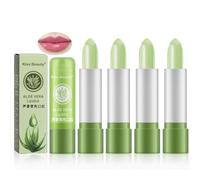 Lot de 4 baumes à lèvres à l'aloe vera - Température magique - Changement de couleur - Baume à lèvres hydratant - Soin des lèvres à l'aloe vera