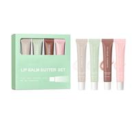 Lot de 4 baumes à lèvres hydratants - Collection de beurre - Soin nourrissant - Hydratation et réparation durables - Pour différents types de peau - Crème hydratante naturelle