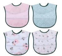 Lot De 4 Bavoirs Bébé Haut De Gamme Avec Couche Eva Imperméable, Réglables, Lavables, Sans Odeur, En Coton Doux, 26 X 25 Cm