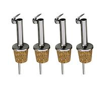 Lot de 4 becs verseurs de bouteille d'huile d'olive et de vinaigre en acier inoxydable avec bouchon à charnière à rabat, bouchon de bouteille de vin droit pour bars, clubs, usage domestique