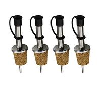 Lot de 4 becs verseurs de bouteille d'huile d'olive, vinaigre en acier inoxydable avec bouchons, bouchon de bouteille de vin incurvé pour bars, clubs, usage domestique