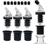 Lot de 4 becs verseurs d'huile d'olive anti-fuite pour bouteille en verre, silicone et polycarbonate, utilisation à une main, noir, lot de 4 avec 8 couvercles, grande compatibilité cuisine