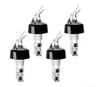 Lot de 4 becs verseurs transparents de 30 ml pour vin et spiritueux avec valve à bille de contrôle des portions pour bar, club, fête et amateurs de bar à domicile