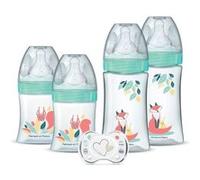 Lot de 4 biberons naissance Tétine ronde Anti-Colique (2x150mL et 2x270mL), + une sucette naissance Transparent G