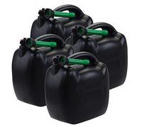 Lot de 4 bidons à essence en plastique noir 20 l avec tuyau de remplissage vert, homologué ONU