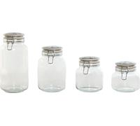 Lot de 4 bidons Home ESPRIT Bleu Blanc Métal Silicone Cristal Faïence 800 ml 1 L 1,5 L 2,2 L 4