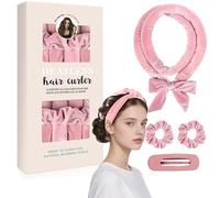 Lot de 4 bigoudis sans chaleur - Bandeau à friser en satin avec tige à friser, chouchous et clips, parfait pour les boucles sans chaleur sur cheveux longs et courts, outils de coiffure de nuit pour